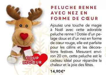 Peluche Renne Avec Nez En Forme De Cœur offre à 14,9€ sur Maison de la Presse