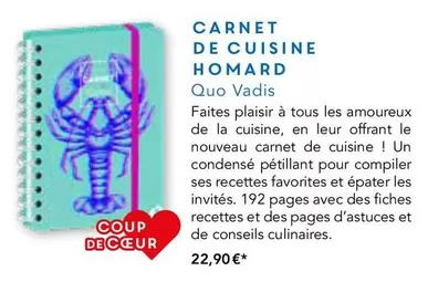 TOUS - Carnet De Cuisine Homard offre à 22,9€ sur Maison de la Presse