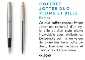 Coffret Jotter Duo Plume Et Bille offre à 44,9€ sur Maison de la Presse