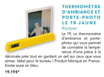 Thermometre D'ambiance Et Porte-photo Le 19 Jaune offre à 19,19€ sur Maison de la Presse