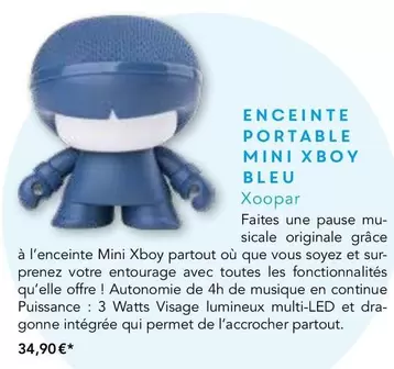 Xoopar - Enceinte Portable Mini Xboy Bleu offre à 34,9€ sur Maison de la Presse