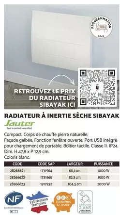 Sauter - Radiateur À Inertie Sèche Sibayak