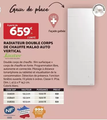 Radiateur Double Corps De Chauffe Malao Auto Vertical - Performance optimale pour un chauffage efficace