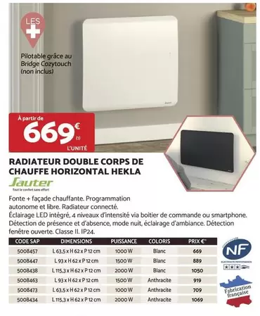 Hekla - Radiateur Double Corps De Chauffe Horizontal : Performance et Design pour un Confort Optimal