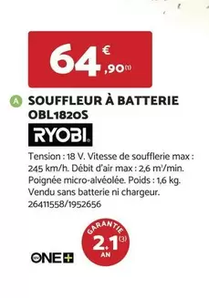 Ryobi - Souffleur À Batterie OBL1820S