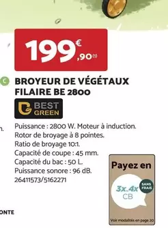 Best Green - Broyeur De Végétaux Filaire Be 2800