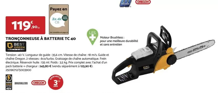 Complet - Tronçonneuse A Batterie Tc 40