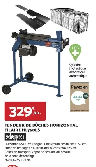 Scheppach HLT-60LS : Fendeur de Bûches Horizontal Filaire - Performance, Efficacité et Fiabilité