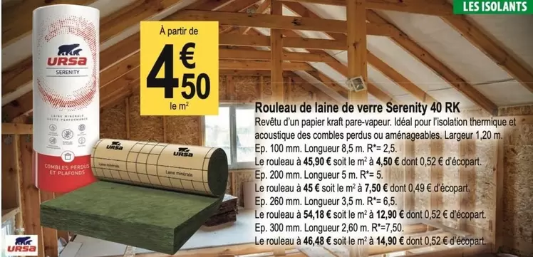 Kraft - Rouleau De Laine De Verre Serenity 40 Rk offre à 4,5€ sur Tridôme