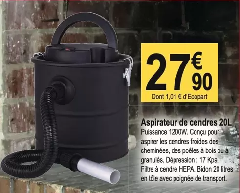 Aspirateur De Cendres 20l offre à 27,9€ sur Tridôme