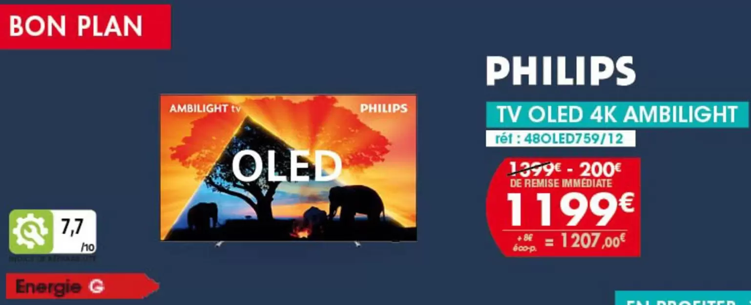 Philips - Tv Oled 4k offre à 1199€ sur PRO&Cie