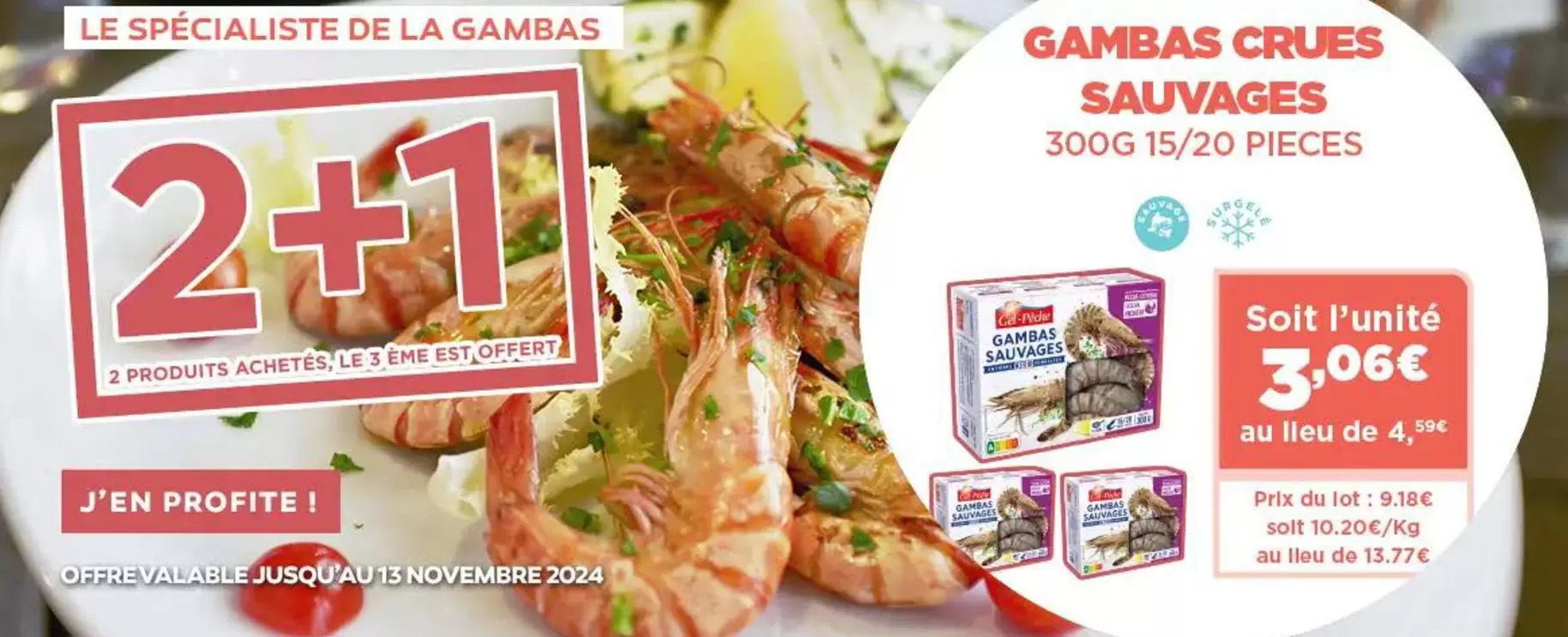 Gambas Crues Sauvages offre à 3,06€ sur Cabesto