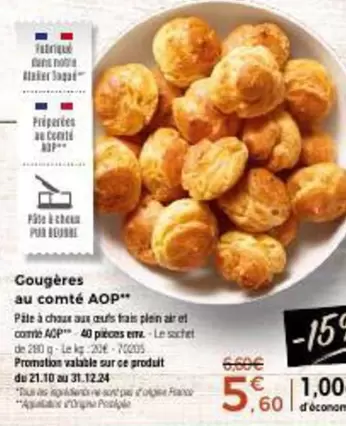 Cougères Au Comté Aop offre à 5,6€ sur Maison Thiriet