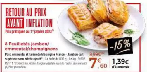 Feuilletés Jambon offre à 7,6€ sur Maison Thiriet