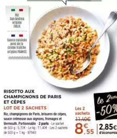 Risotto Aux Champignons De Paris Et Cepes offre à 8,55€ sur Maison Thiriet