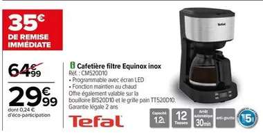 Tefal - Cafetière Filtre Equinox Inox