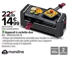 Mandine - Appareil À Raclette Duo