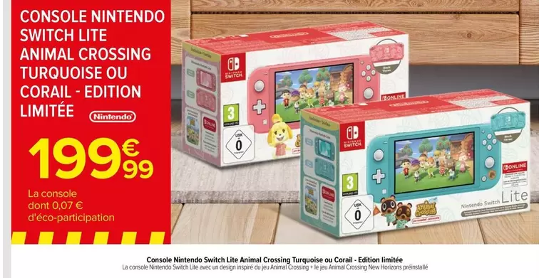 Nintendo Switch Lite - Édition Animal Crossing Turquoise ou Corail - Console portable