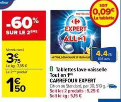 Carrefour - Tablettes Lave-vaisselle Tout En 1 Expert : Nettoyage optimal, efficacité renforcée, promotion spéciale