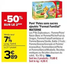 Materne Pom' Potes Sans Sucres Ajoutés - Format Familial: Le goût authentique sans compromis!