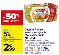 Materne - Desserts Fruitiers Sans Sucres Ajoutés en Format Familial