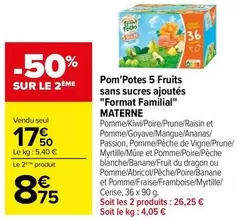 Materne Pom'Potes 5 Fruits Sans Sucres Ajoutés - Format Familial Promo