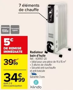 klindo - radiateur bain d'huile réf. : korie7-20