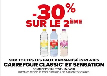 Promo Carrefour : Eaux Aromatisées Plates Classic' et Sensation - Découvrez toutes les saveurs!