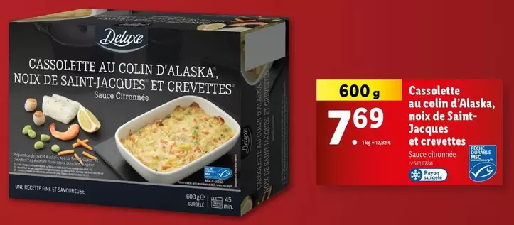 Deluxe : Cassolette de Colin d'Alaska, Noix de Saint Jacques et Crevettes - Une expérience gourmande en mer