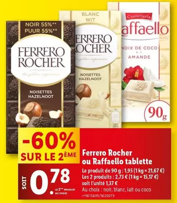 Ferrero Rocher Ou Raffaello - Tablete 