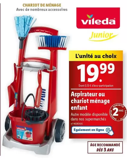 vileda - aspirateur ou chariot ménage enfant