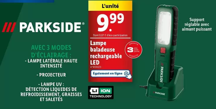 parkside - lampe baladeuse rechargeable led 