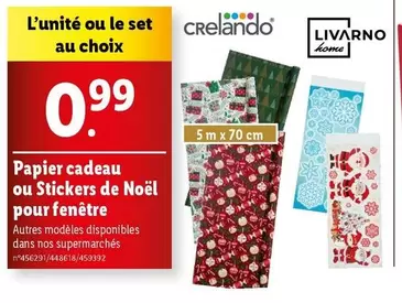 Crelando - Papier Cadeau et Stickers de Noël pour Fenêtre - Idéal pour Décorer et Offrir