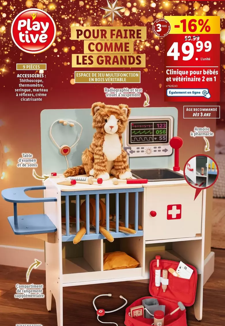 Playtive - Clinique 2 En 1 pour Bébés et Vétérinaire : un monde de soins et de jeux pour vos tout-petits