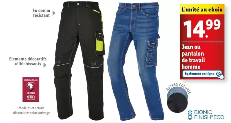 jean ou pantalon de travail homme