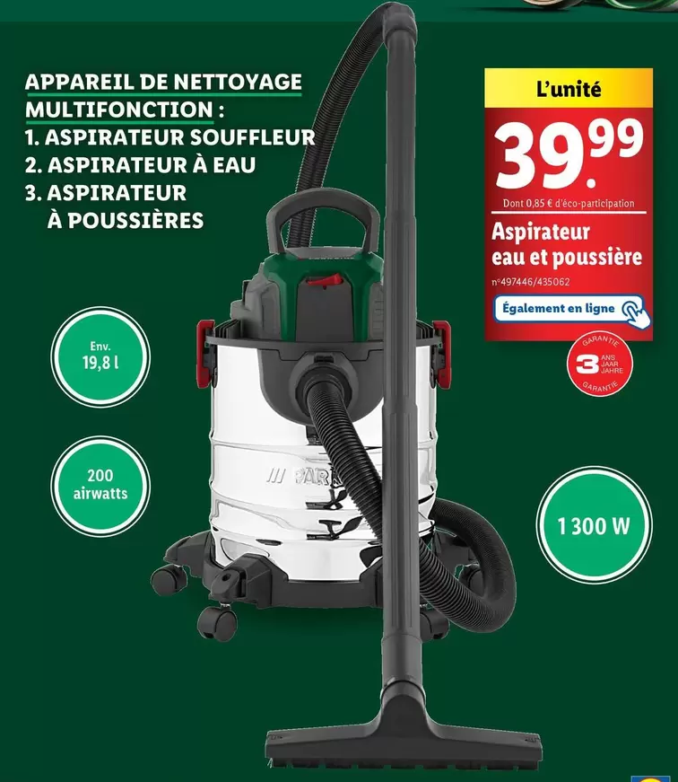 Parkside - Aspirateur Eau Et Poussière