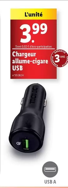 Chargeur Allume-Cigare USB 