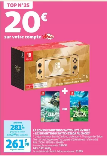 Nintendo Switch Lite Hyrule + Jeu Zelda au choix : La console idéale pour les fans d'aventure et d'exploration