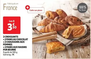 Offre Gourmande : 2 Croissants, 2 Pains Au Chocolat, 2 Chaussons Aux Pommes, 2 Pains Aux Raisins Pur Beurre