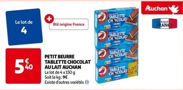 Auchan - Petit Beurre Tablette Chocolat Au Lait