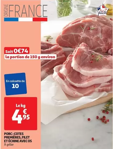 Porc: Cotes Premières, Filet Et Échine Avec Os