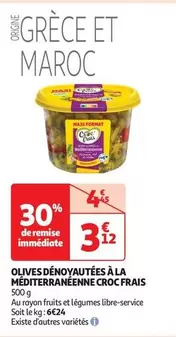 Croc Frais - Olives Dénoyautées Méditerranéennes : Produit savoureux, idéal pour vos apéritifs!