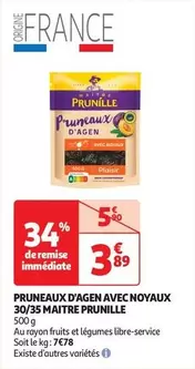 Maitre Prunille - Pruneaux D'Agen avec Noyaux 30/35 : Délicieux et Savoureux, Profitez de notre Promo Spéciale !