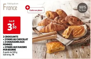 Offre Gourmande : 2 Croissants, 2 Pains Au Chocolat, 2 Chaussons Aux Pommes et 2 Pains Aux Raisins Pur Beurre