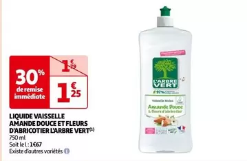 L'Arbre Vert - Liquide Vaisselle Amande Douce & Fleurs D'abricotier - Douceur et Efficacité