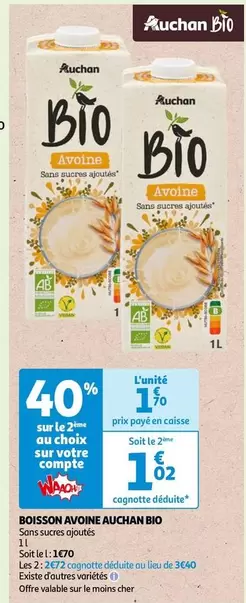 Auchan - Boisson Avoine Bio