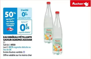 Auchan - Eau Minerale Pétillante Saveur Agrumes 