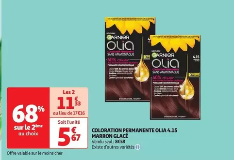 Garnier Olia 4.15 - Coloration Permanente Marron Glacé - Brillance et couleur durable