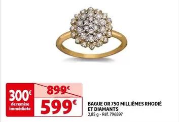 La Vie En Or - Bague en Or 750 Rhodié avec Diamants