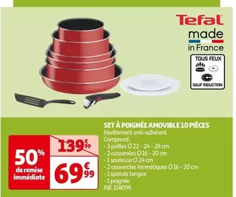 Tefal - Set À Poignée Amovible 10 Piéces